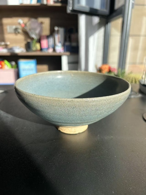 古玩陶瓷金元鈞窯天藍釉大碗(斗笠型)拍賣,當前價格4116元