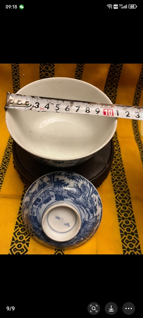 古玩陶瓷青花竹林七賢人物紋蓋碗真品鑒賞圖
