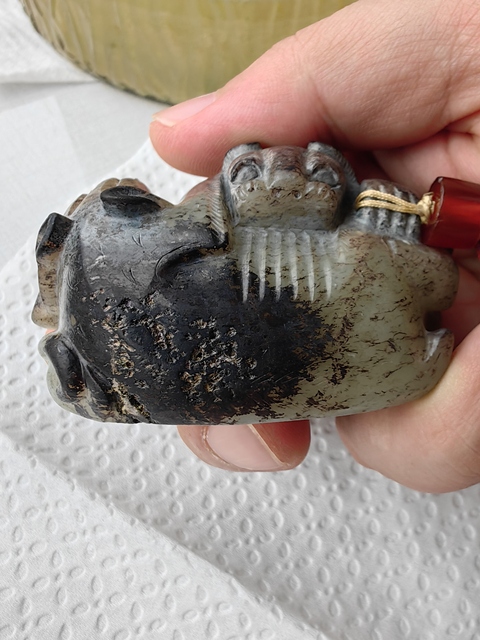 古玩玉器仿古做舊瑞獸擺件真品鑒賞圖