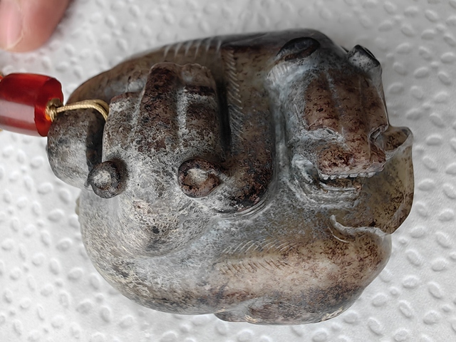古玩玉器仿古做舊瑞獸擺件真品鑒賞圖