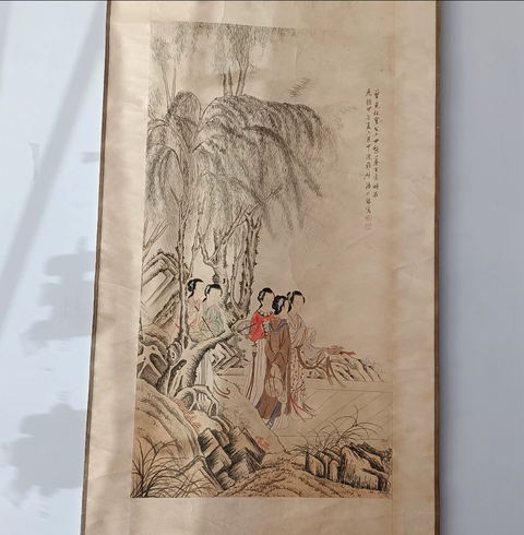 古玩字畫潘振鏞款人物真品鑒賞圖