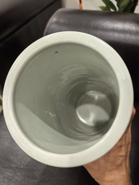 古玩陶瓷人物山水青花帽筒真品鑒賞圖