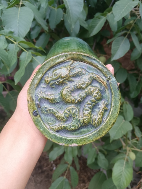 古玩陶瓷清~綠釉龍紋瓦當拍賣,當前價格0元