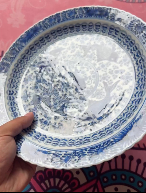 古玩陶瓷魚藻紋青花盤真品鑒賞圖