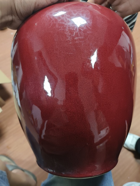 古玩陶瓷紅釉冬瓜罐真品鑒賞圖
