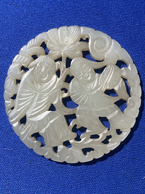 古玩玉器白玉和合二仙真品鑒賞圖