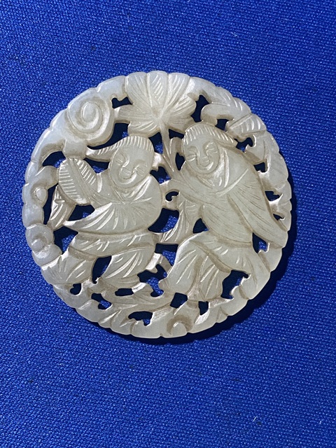 古玩玉器白玉和合二仙真品鑒賞圖