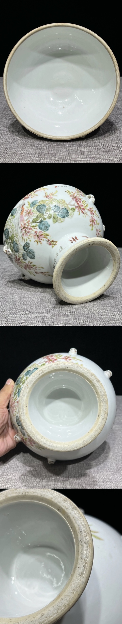 古玩陶瓷清晚期 汪友棠繪淺絳暖鍋真品鑒賞圖