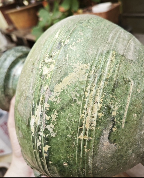 古玩陶瓷綠釉鋪首罐真品鑒賞圖