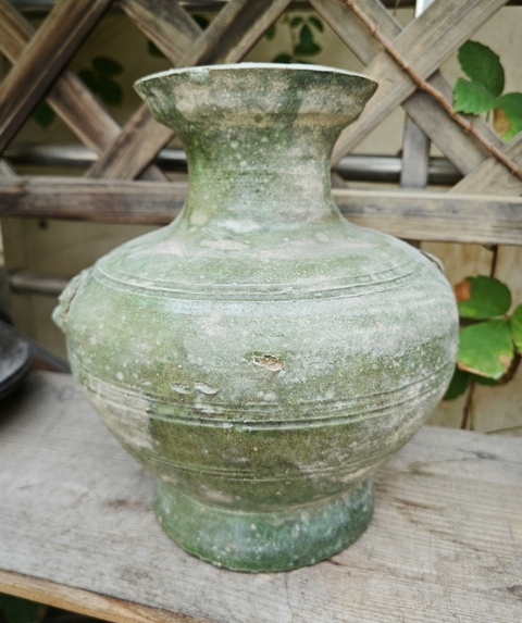 古玩陶瓷綠釉鋪首罐真品鑒賞圖