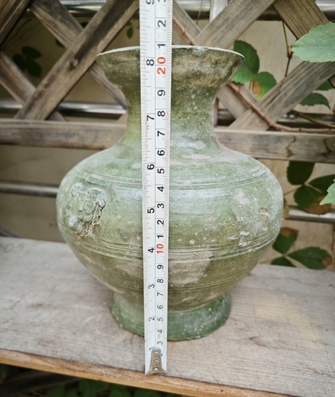古玩陶瓷綠釉鋪首罐真品鑒賞圖