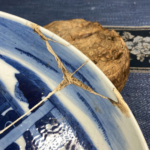 古玩陶瓷清雍乾青花雉雞牡丹紋大盤拍賣,當前價格900元