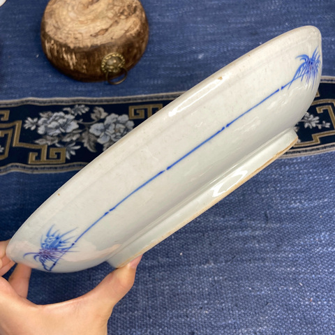 古玩陶瓷清雍乾青花雉雞牡丹紋大盤拍賣,當前價格900元