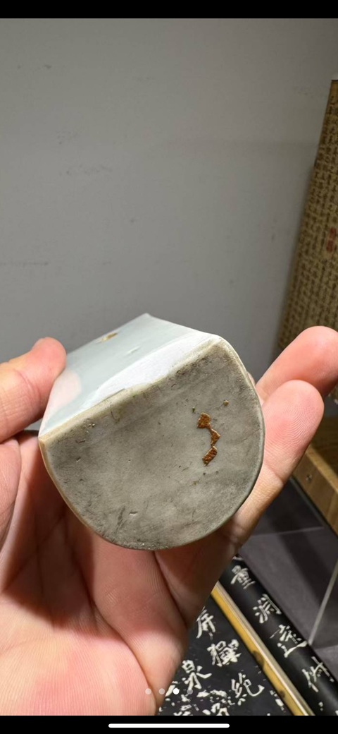 古玩陶瓷青花山水樓閣壁瓶真品鑒賞圖