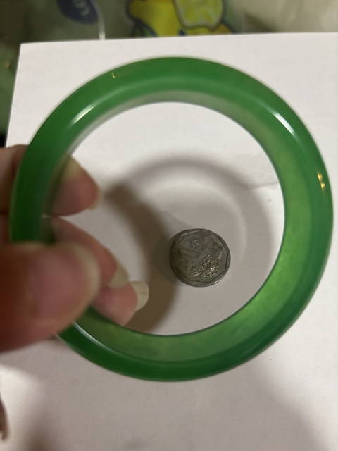 古玩玉器染色非天然翡翠手鐲真品鑒賞圖