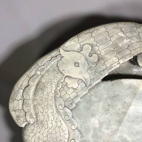 古玩雜項孔雀紋洮河硯真品鑒賞圖