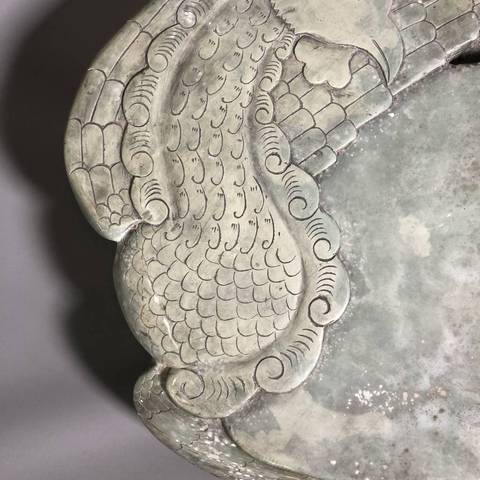 古玩雜項孔雀紋洮河硯真品鑒賞圖