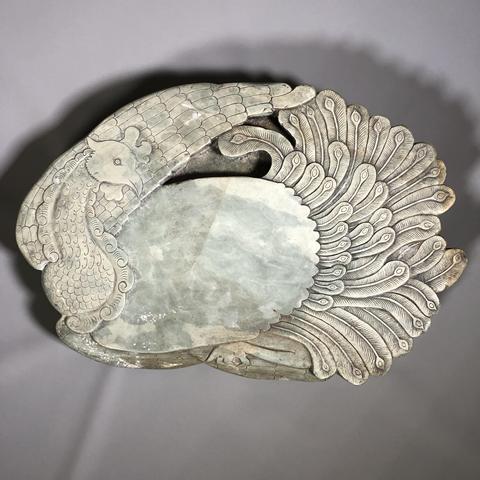 古玩雜項孔雀紋洮河硯真品鑒賞圖