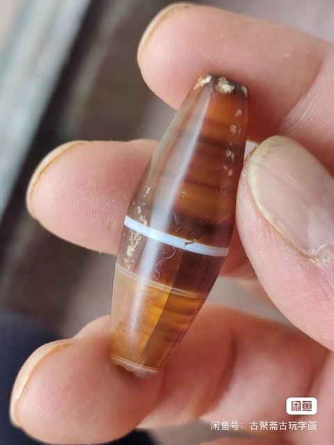 古玩玉器纏絲瑪瑙珠真品鑒賞圖