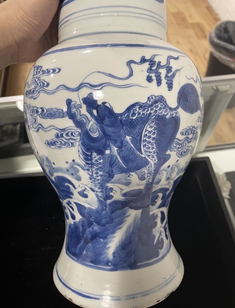 古玩陶瓷青花麒麟紋鳳尾尊真品鑒賞圖
