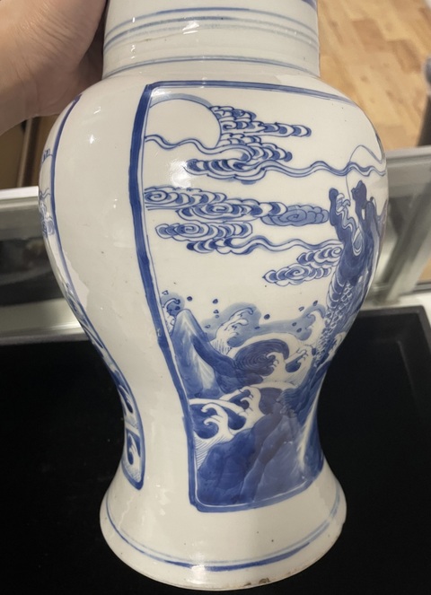 古玩陶瓷青花麒麟紋鳳尾尊真品鑒賞圖