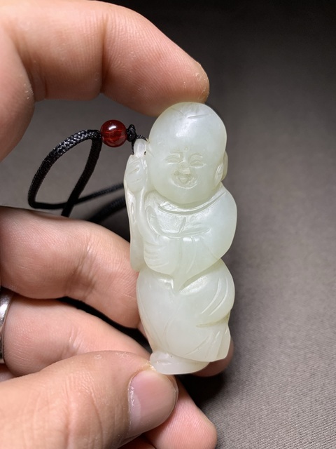 古玩玉器和田玉雕“如意童子”真品鑒賞圖