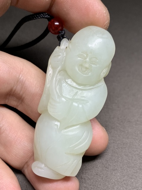 古玩玉器和田玉雕“如意童子”真品鑒賞圖