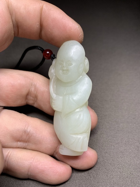 古玩玉器和田玉雕“如意童子”真品鑒賞圖