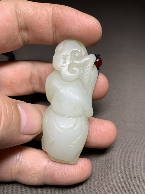古玩玉器和田玉雕“如意童子”真品鑒賞圖