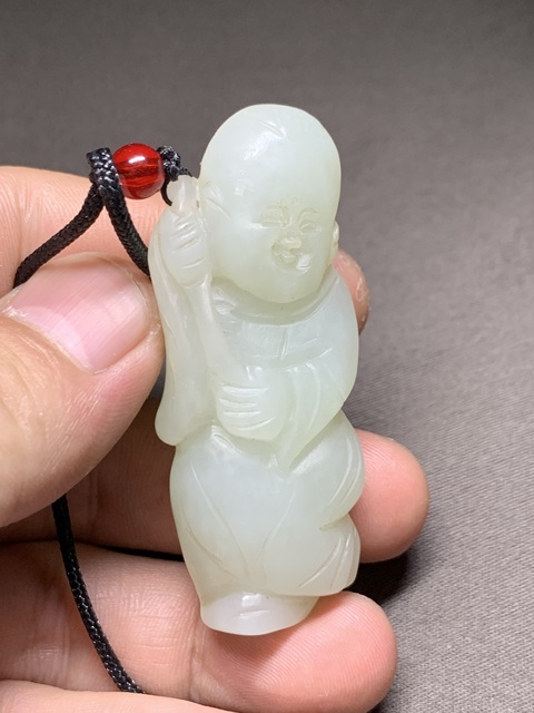 古玩玉器和田玉雕“如意童子”真品鑒賞圖