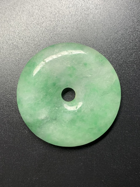 古玩玉器染色非天然翡翠“平安扣”真品鑒賞圖