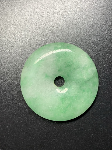 古玩玉器染色非天然翡翠“平安扣”真品鑒賞圖
