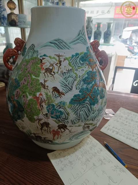 古玩陶瓷粉彩百鹿尊真品鑒賞圖