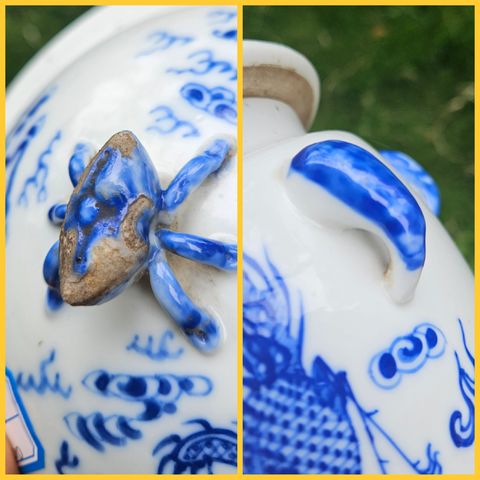 古玩陶瓷青花龍鳳紋粥罐真品鑒賞圖