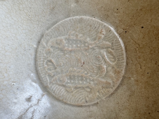 古玩陶瓷南宋晚期青白瓷印雙魚紋盤真品鑒賞圖