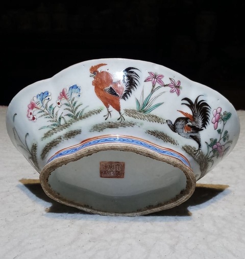 古玩陶瓷粉彩官上加官圖貢碗真品鑒賞圖