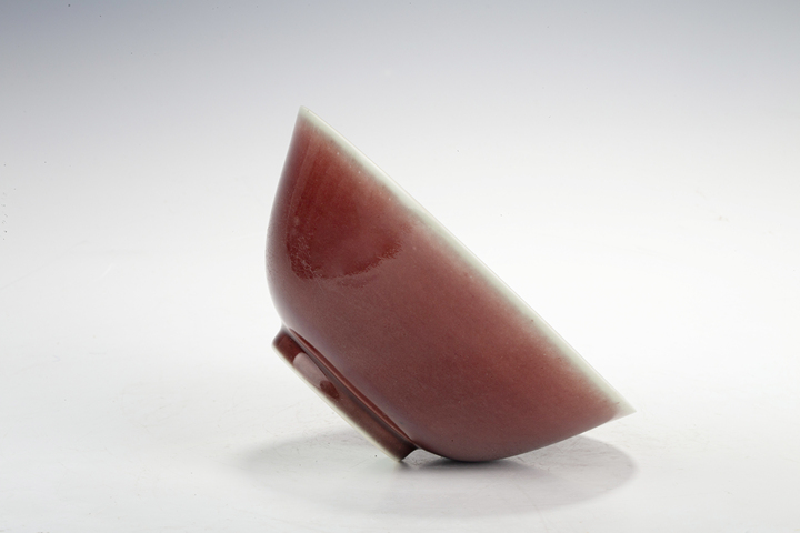 古玩陶瓷清道光·霽紅釉碗(官)真品鑒賞圖
