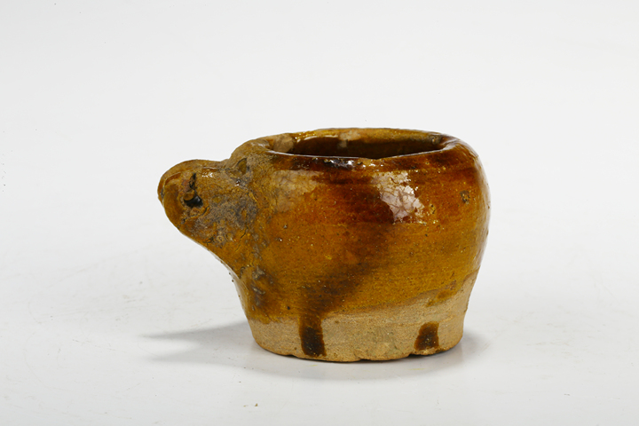 古玩陶瓷宋元·黃釉鳥食罐真品鑒賞圖
