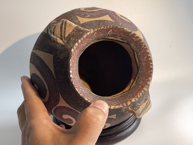 古玩陶瓷馬廠類型蛇形雙耳陶罐拍賣,當前價格2300元
