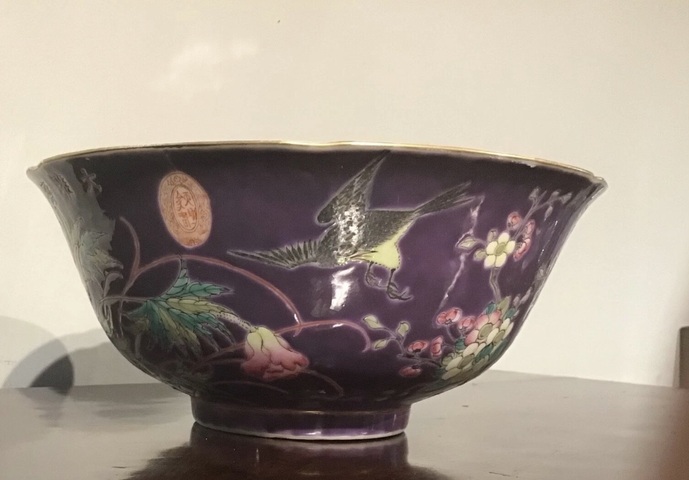 古玩陶瓷花鳥紋粉彩碗真品鑒賞圖