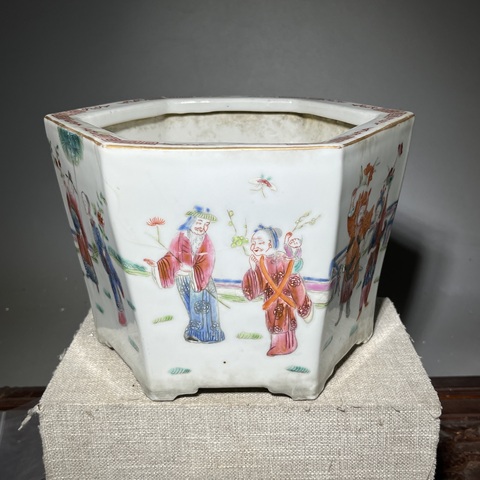 古玩陶瓷十二花神粉彩花盆真品鑒賞圖