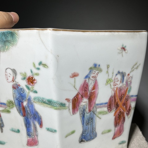 古玩陶瓷十二花神粉彩花盆真品鑒賞圖