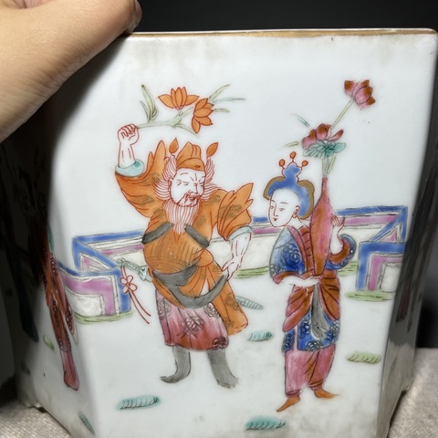 古玩陶瓷十二花神粉彩花盆真品鑒賞圖