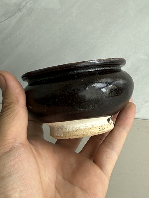 古玩陶瓷磁州窯黑釉圈足香爐真品鑒賞圖