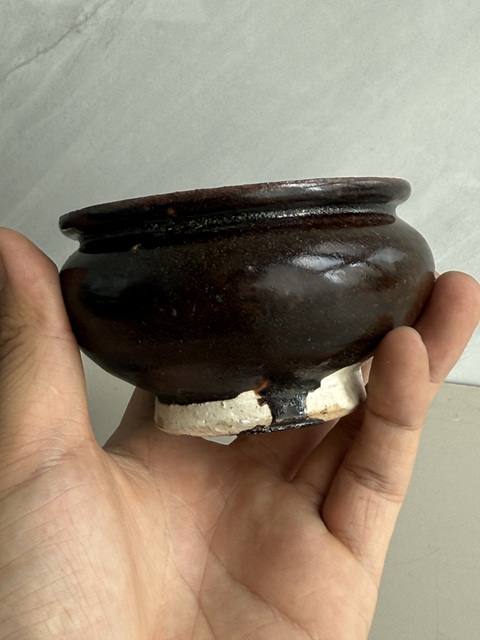 古玩陶瓷磁州窯黑釉圈足香爐真品鑒賞圖