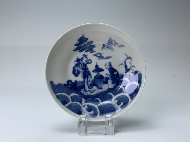 古玩陶瓷清中晚期·青花海屋添籌仙人乘槎紋盤拍賣,當前價格0元