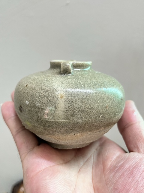 古玩陶瓷龍泉青瓷雙系水盂真品鑒賞圖