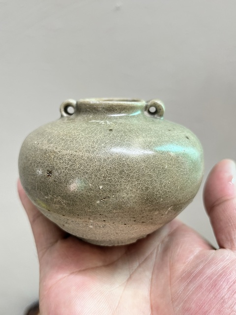 古玩陶瓷龍泉青瓷雙系水盂真品鑒賞圖