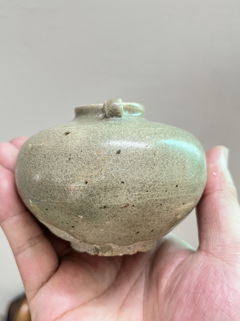 古玩陶瓷龍泉青瓷雙系水盂真品鑒賞圖