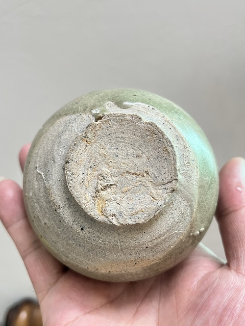 古玩陶瓷龍泉青瓷雙系水盂真品鑒賞圖